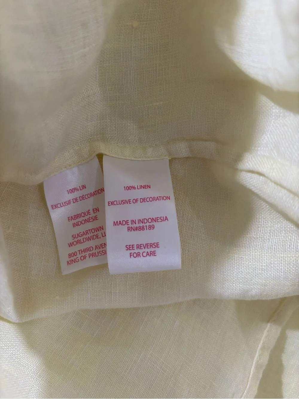 Lilly Pulitzer Pale Yellow Linen Puff-Sleeve Scoop Neck Top